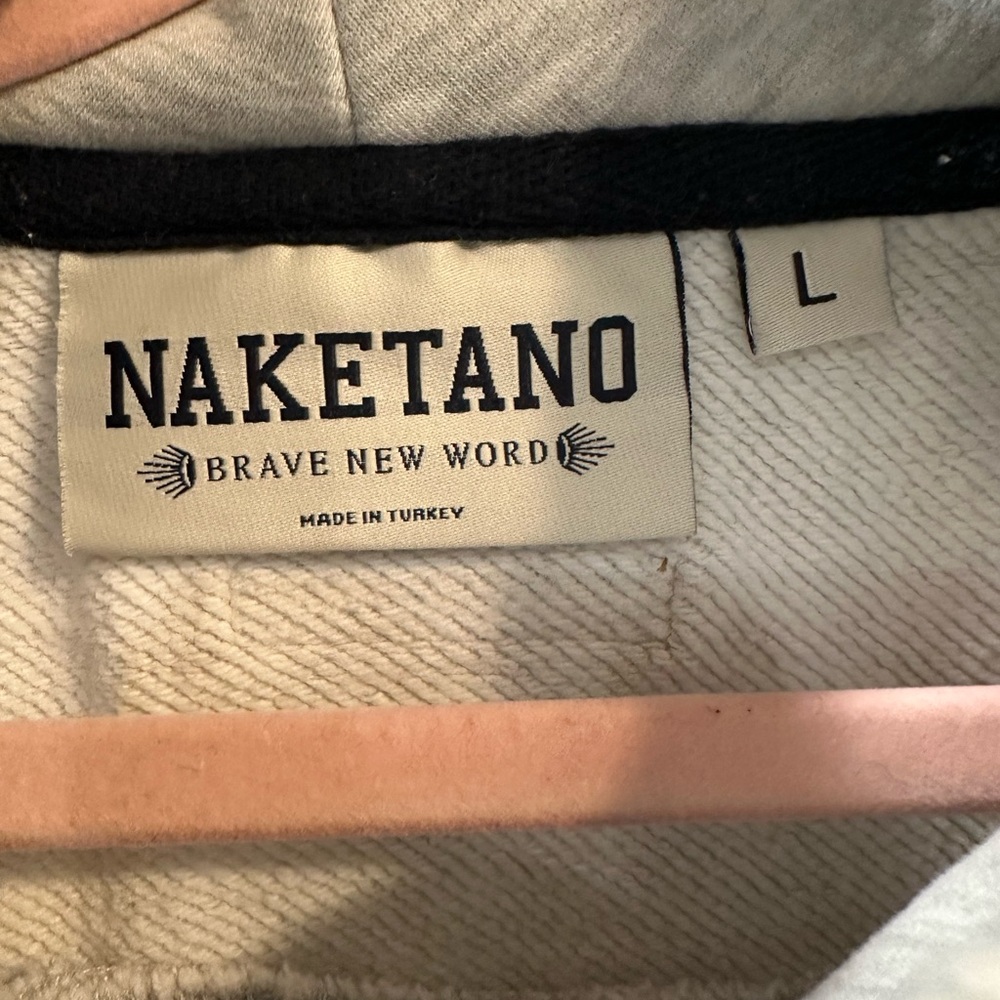 Naketano Colorblock Pink Gray Asymmetrical Cowl Neck Women’s Hoodie - Picture 7 of 8